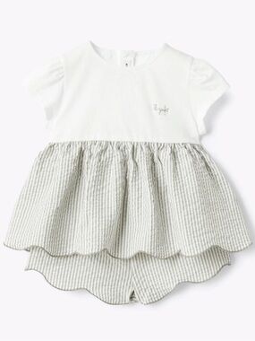 Il Gufo seersucker dress and bloomer set